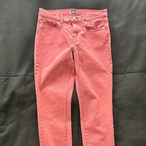 GAP True Skinny Jeans Womens 27R Wild Rose Pink Stretch Frayed Hem